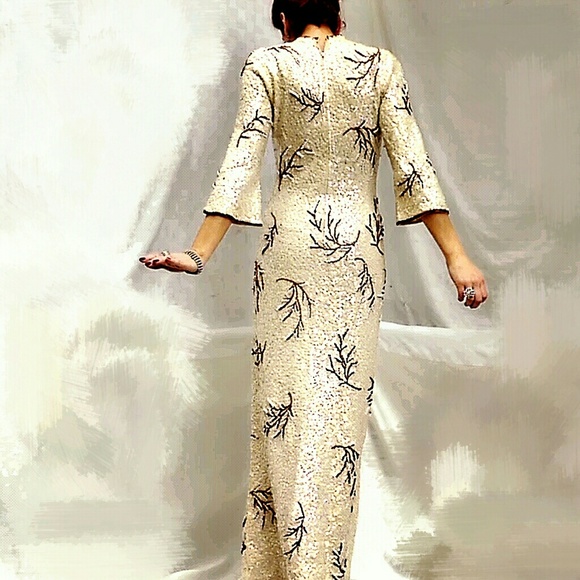 Vintage Luxury Designer Gene Shelly Sequin/Beaded 1950s Gown - Picture 2 of 8